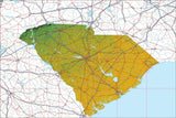 USA State Relief and Vector Map Package of South Carolina - Photoshop JPEG and Illustrator EPS