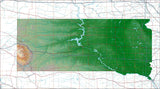 USA State Relief and Vector Map Package of South Dakota - Photoshop JPEG and Illustrator EPS