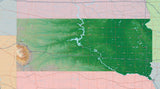 USA State Relief and Vector Map Package of South Dakota - Photoshop JPEG and Illustrator EPS