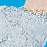 Mountain High Map # 504 iberia low contrast colorized relief basd on political outline