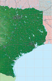 USA State Relief and Vector Map Package of Texas (East) - Photoshop JPEG and Illustrator EPS