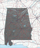 USA State Relief and Vector Map Package of Alabama - Photoshop JPEG and Illustrator EPS