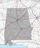 USA State Relief and Vector Map Package of Alabama - Photoshop JPEG and Illustrator EPS