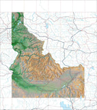 USA State Relief and Vector Map Package of Idaho - Photoshop JPEG and Illustrator EPS