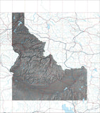 USA State Relief and Vector Map Package of Idaho - Photoshop JPEG and Illustrator EPS