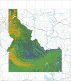 USA State Relief and Vector Map Package of Idaho - Photoshop JPEG and Illustrator EPS