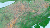USA State Relief and Vector Map Package of Pennsylvania - Photoshop JPEG and Illustrator EPS