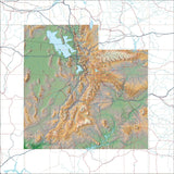 USA State Relief and Vector Map Package of Utah - Photoshop JPEG and Illustrator EPS