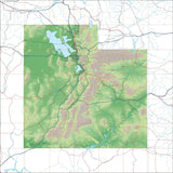USA State Relief and Vector Map Package of Utah - Photoshop JPEG and Illustrator EPS