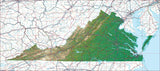 USA State Relief and Vector Map Package of Virginia - Photoshop JPEG and Illustrator EPS