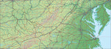 USA State Relief and Vector Map Package of Virginia - Photoshop JPEG and Illustrator EPS
