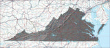 USA State Relief and Vector Map Package of Virginia - Photoshop JPEG and Illustrator EPS