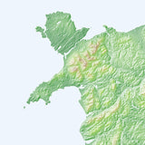 Mountain High Map # 520 wales high contrast relief featuring land vegetation