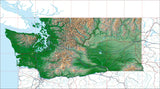 USA State Relief and Vector Map Package of Washington - Photoshop JPEG and Illustrator EPS