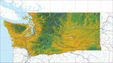 USA State Relief and Vector Map Package of Washington - Photoshop JPEG and Illustrator EPS
