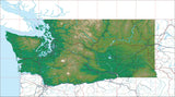 USA State Relief and Vector Map Package of Washington - Photoshop JPEG and Illustrator EPS