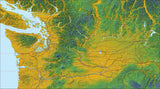 USA State Relief and Vector Map Package of Washington - Photoshop JPEG and Illustrator EPS