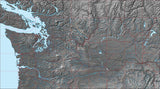 USA State Relief and Vector Map Package of Washington - Photoshop JPEG and Illustrator EPS