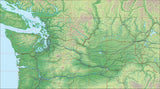 USA State Relief and Vector Map Package of Washington - Photoshop JPEG and Illustrator EPS