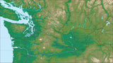USA State Relief and Vector Map Package of Washington - Photoshop JPEG and Illustrator EPS