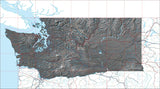 USA State Relief and Vector Map Package of Washington - Photoshop JPEG and Illustrator EPS