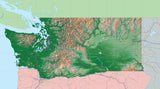USA State Relief and Vector Map Package of Washington - Photoshop JPEG and Illustrator EPS