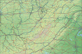 USA State Relief and Vector Map Package of West Virginia - Photoshop JPEG and Illustrator EPS
