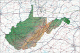 USA State Relief and Vector Map Package of West Virginia - Photoshop JPEG and Illustrator EPS