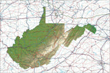 USA State Relief and Vector Map Package of West Virginia - Photoshop JPEG and Illustrator EPS