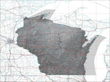 USA State Relief and Vector Map Package of Wisconsin - Photoshop JPEG and Illustrator EPS