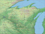 USA State Relief and Vector Map Package of Wisconsin - Photoshop JPEG and Illustrator EPS