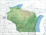USA State Relief and Vector Map Package of Wisconsin - Photoshop JPEG and Illustrator EPS