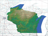 USA State Relief and Vector Map Package of Wisconsin - Photoshop JPEG and Illustrator EPS