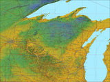 USA State Relief and Vector Map Package of Wisconsin - Photoshop JPEG and Illustrator EPS