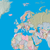Mountain High Map # 604 world gall low contrast colorized relief basd on political outline