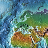 Mountain High Map # 604 world gall low contrast relief based on land and seafloor elevation