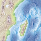 Mountain High Map # 603 indian ocean high contrast relief featuring land vegetation
