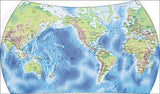 Photoshop JPEG Relief map and Illustrator EPS vector map World - Van de Grinten projection
