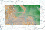 USA State Relief and Vector Map Package of Wyoming - Photoshop JPEG and Illustrator EPS