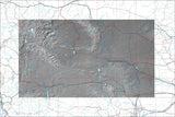 USA State Relief and Vector Map Package of Wyoming - Photoshop JPEG and Illustrator EPS