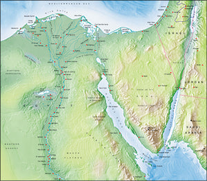 Photoshop JPEG Relief map and Illustrator EPS vector map Egypt, Suez Canal, Nile Delta, Sinai