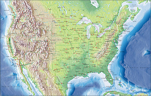 Photoshop JPEG Relief map and Illustrator EPS vector map USA