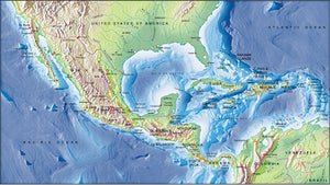 Photoshop JPEG Relief map and Illustrator EPS vector map Central America
