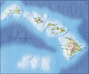 Photoshop JPEG Relief map and Illustrator EPS vector map Hawaiian Islands