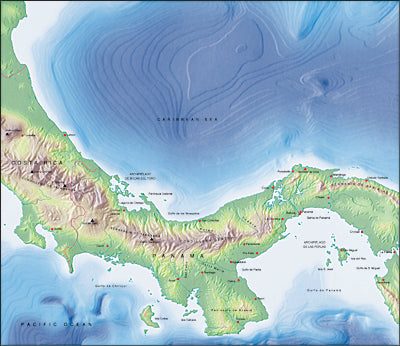 Photoshop JPEG Relief map and Illustrator EPS vector map Panama