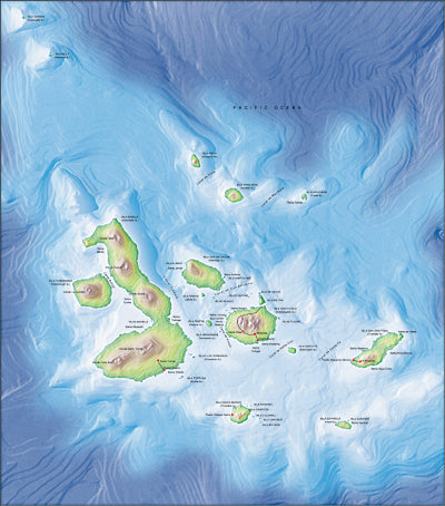 Photoshop JPEG Relief map and Illustrator EPS vector map Galapagos Islands
