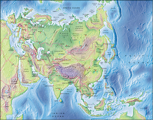 Photoshop JPEG Relief map and Illustrator EPS vector map collection Asia continent 13 maps