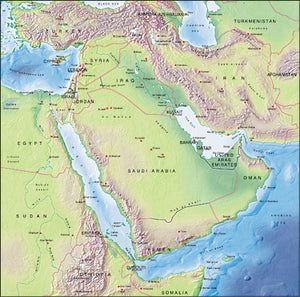 Photoshop JPEG Relief map and Illustrator EPS vector map Saudi Arabia