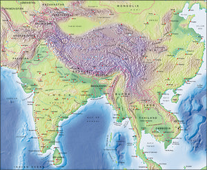 Photoshop JPEG Relief map and Illustrator EPS vector map Central Asia