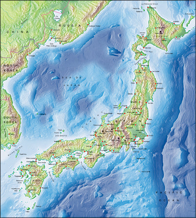 Photoshop JPEG Relief map and Illustrator EPS vector map Japan, Manchuria